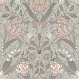 Filippa Grey Tulip Wallpaper with Botanical Floral Pattern, Modern Style - A-Street Prints 2999-44105
