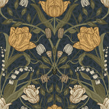 Filippa Navy Tulip Wallpaper with Botanical Floral Pattern, Modern Style - A-Street Prints 2999-44106