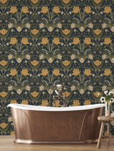 Filippa Navy Tulip Wallpaper with Botanical Floral Pattern, Modern Style - A-Street Prints 2999-44106
