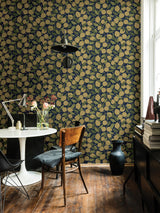 Lemona Navy Fruit Tree Wallpaper with Botanical Lemon Motif - A-Street Prints 2999-44118
