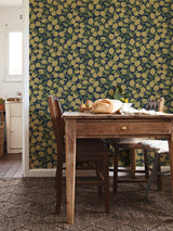 Lemona Navy Fruit Tree Wallpaper with Botanical Lemon Motif - A-Street Prints 2999-44118
