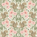 Kurre Pink Woodland Damask Wallpaper with Whimsical Squirrels & Floral Motif - A-Street Prints 2999-44120