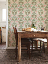 Kurre Pink Woodland Damask Wallpaper with Whimsical Squirrels & Floral Motif - A-Street Prints 2999-44120