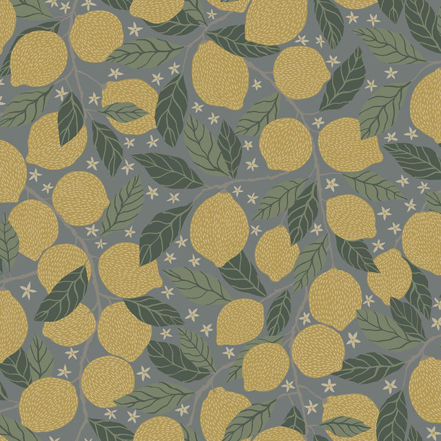 Lemona Blue Fruit Tree Wallpaper with Botanical Lemon Pattern - A-Street Prints 2999-44132
