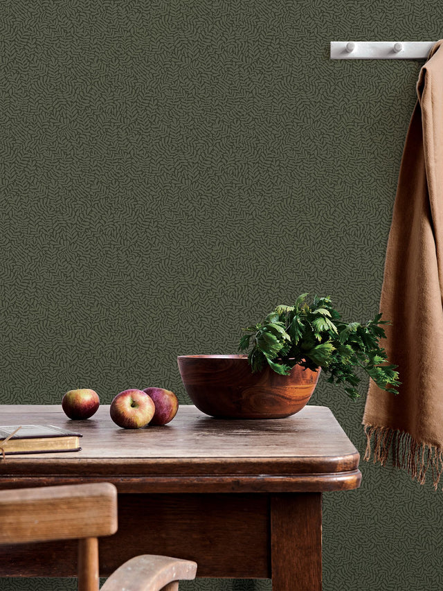 Anna Dark Green Fern Trail Wallpaper with Botanical Leaf Motif - A-Street Prints 2999-55000