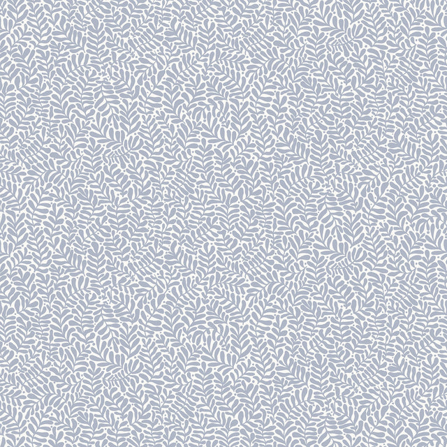 Anna Light Blue Fern Trail Wallpaper with Botanical Leaves Motif, Scandinavian Style - Brewster 2999-55002