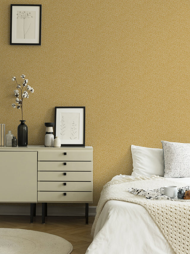 Anna Mustard Fern Trail Wallpaper with Botanical Leaf Motif, Scandinavian Style - A-Street Prints 2999-55003