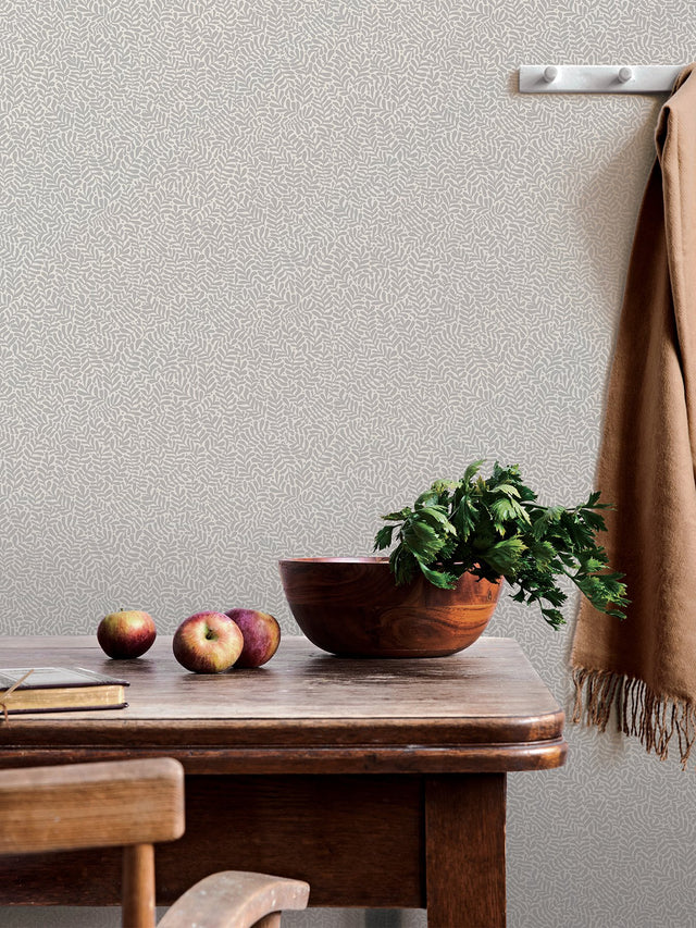 Anna Light Grey Fern Trail Wallpaper with Scandinavian Botanical Leaf Pattern - A-Street Prints 2999-55004