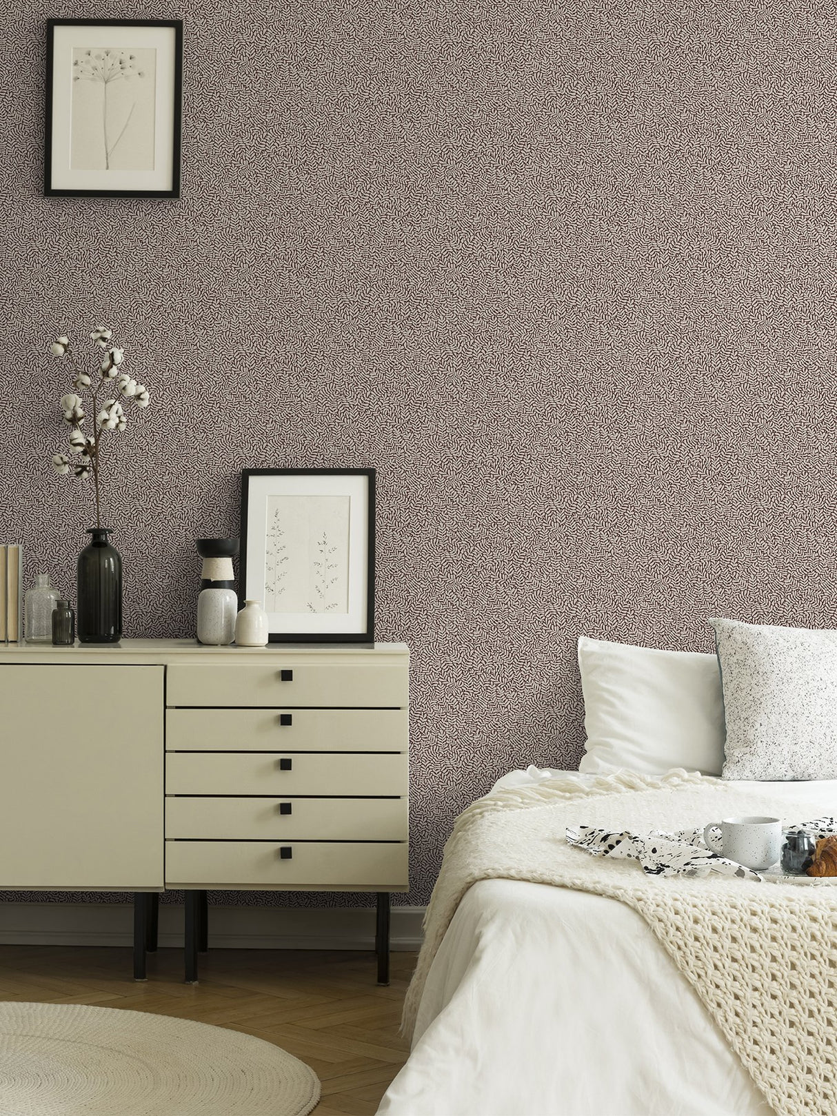 Anna Purple Fern Trail Wallpaper with Botanical Leaf Motif - A-Street Prints 2999-55005