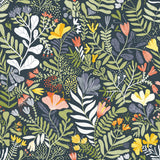 Brittsommar Navy Blue Woodland Floral Wallpaper with Botanical Flowers Motif, Modern Non Woven - A-Street Prints 2999-55010