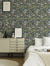Brittsommar Navy Blue Woodland Floral Wallpaper with Botanical Flowers Motif, Modern Non Woven - A-Street Prints 2999-55010