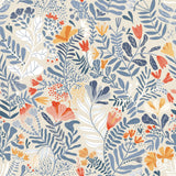 Brittsommar Light Blue Woodland Floral Wallpaper with Modern Botanical Flowers - Brewster 2999-55013