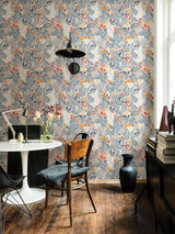 Brittsommar Light Blue Woodland Floral Wallpaper with Modern Botanical Flowers - Brewster 2999-55013