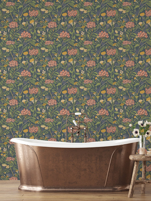 Hybbe Blue Hydrangea Garden Wallpaper with Botanical Floral Pattern - A-Street Prints 2999-55020