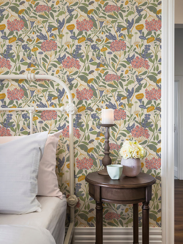 Hybbe Multicolor Hydrangea Garden Wallpaper with Botanical Floral Pattern - A-Street Prints 2999-55021