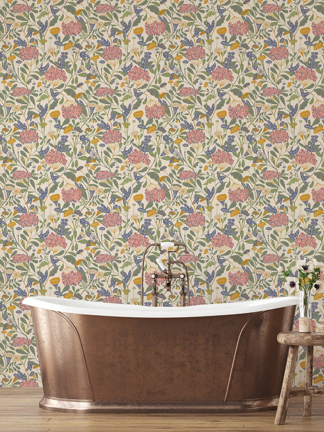 Hybbe Multicolor Hydrangea Garden Wallpaper with Botanical Floral Pattern - A-Street Prints 2999-55021