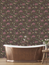 Hybbe Purple Garden Wallpaper with Botanical Floral Pattern - A-Street Prints 2999-55024