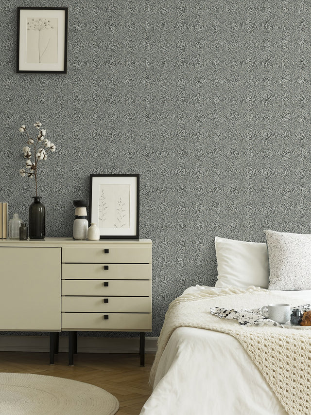 Anna Dark Blue Fern Trail Wallpaper with Botanical Leaves Motif, Scandinavian Non Woven Unpasted - A-Street Prints 2999-55032