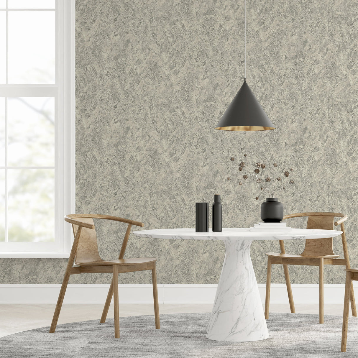 Evonne Charcoal by Arthouse Marble Patina Wallpaper – Brewster Home Fashions AH296706