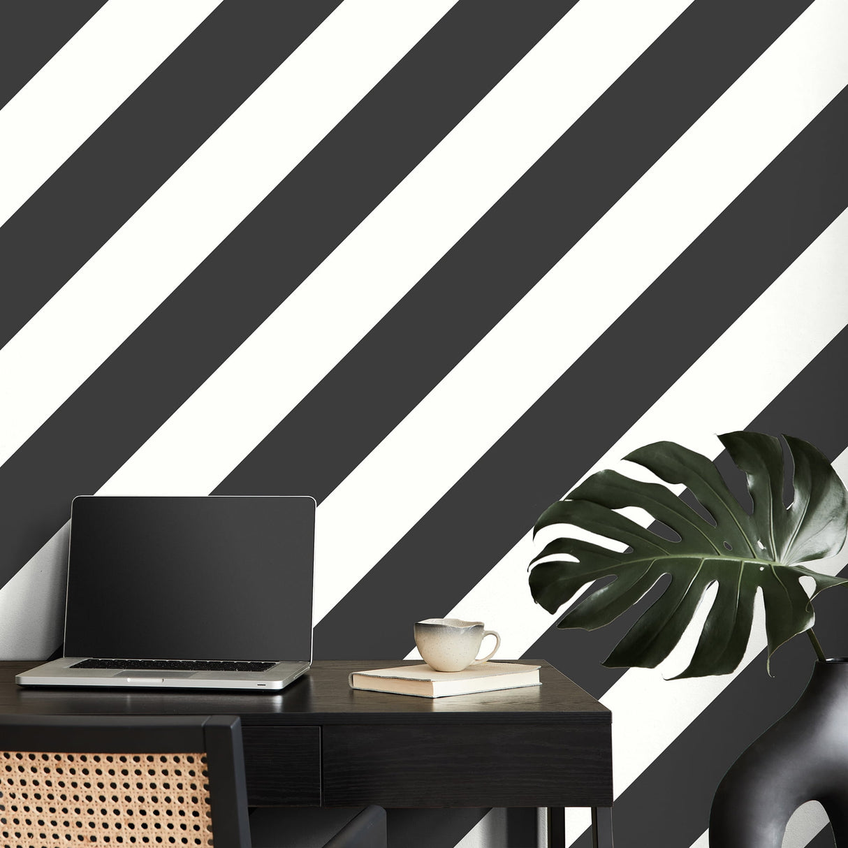 Zander Black by Fine Decor Modern Diagonal Wallpaper – Brewster Home Fashions FD43804