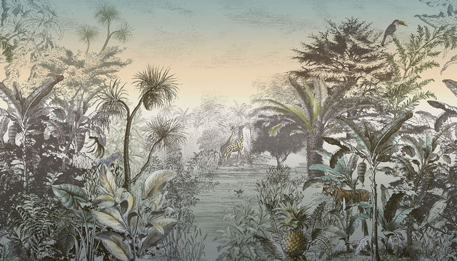 Into the Wild Sunset Scenic Jungle Wall Mural - Eijffinger EJ300612