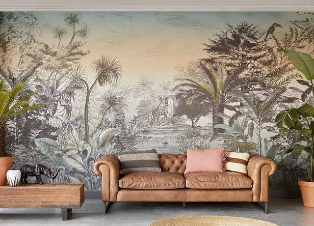 Into the Wild Sunset Scenic Jungle Wall Mural - Eijffinger EJ300612