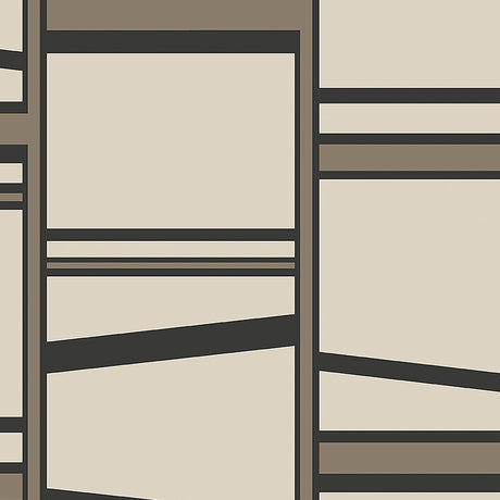 Madison Zinc geometric wallpaper by Boråstapeter for Schumacher, inspired by New York City's street grid, in neutral tones.