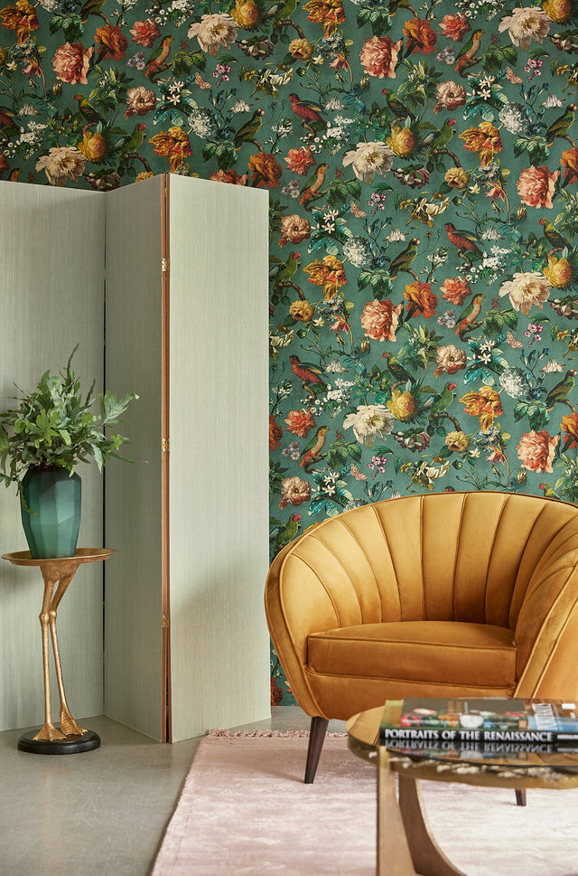 Claude Teal Floral Wallpaper