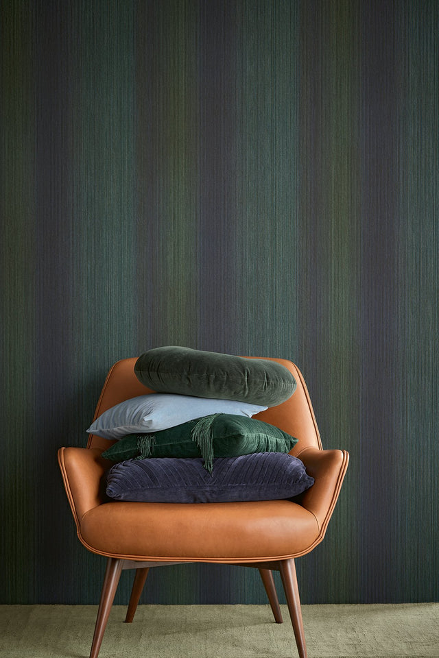 Pablo Dark Green Ombre Ombre Stripe Wallpaper