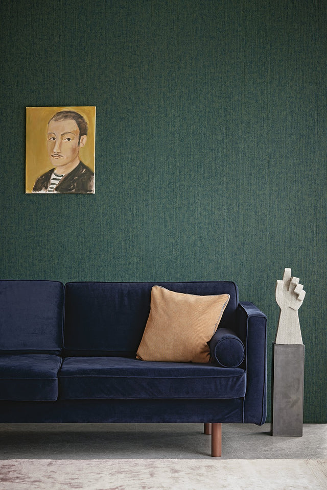 Leonardo Teal Flock Stripe Wallpaper