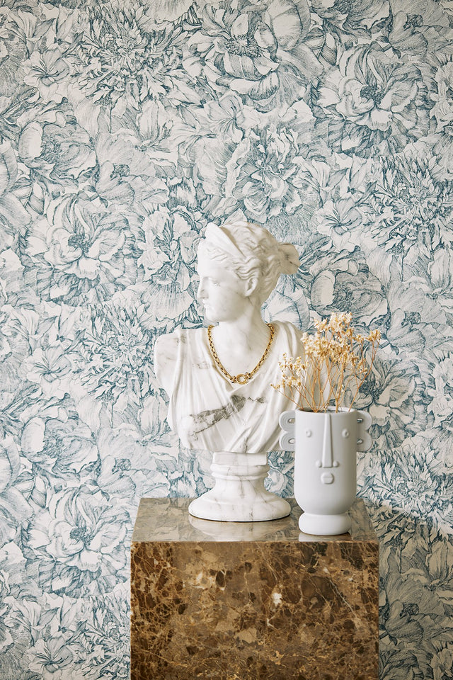 Auguste Navy Floral Wallpaper