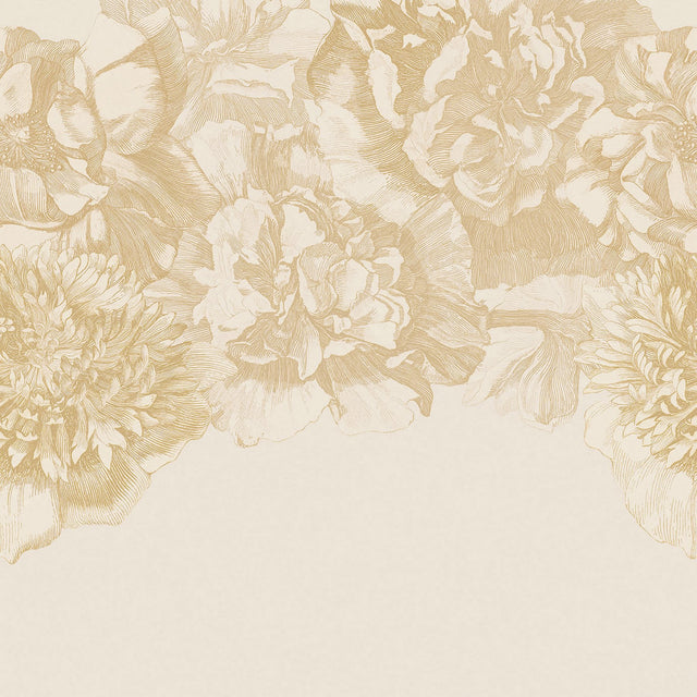 Flower Fall Gold Botanical Non Woven Wall Mural - Eijffinger EJ307405