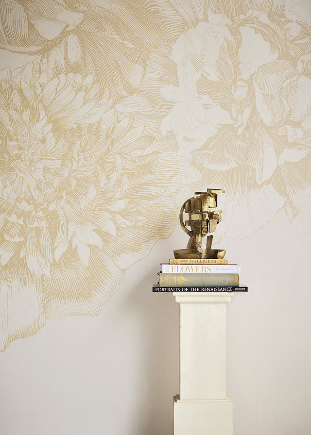 Flower Fall Gold Botanical Non Woven Wall Mural - Eijffinger EJ307405