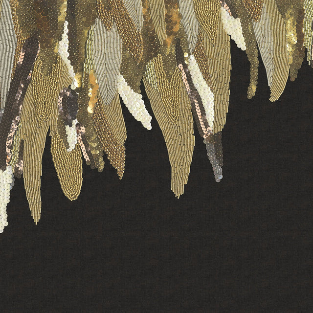 Right Fancy Feather Black Wall Mural with Abstract Glam Feather Motif - Eijffinger EJ307406