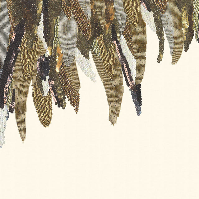 Right Fancy Feather Cream Wall Mural with Glam Abstract Novelty Pattern - Eijffinger EJ307407