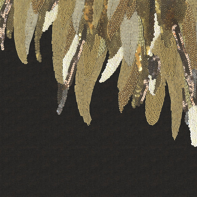 Left Fancy Feather Black Wall Mural with Glam Abstract Novelty Pattern - Eijffinger EJ307408