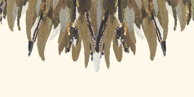 Fancy Feather Cream Wall Mural with Glam Abstract Novelty Pattern - Eijffinger EJ307410