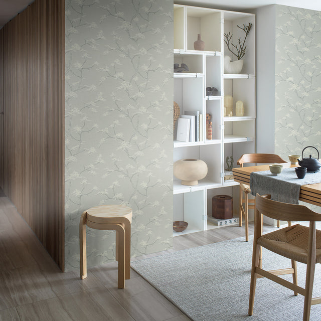 Temple Tree Mineral by Boråstapeter Japanese Bonsai Tree Wallpaper – Schumacher 3103