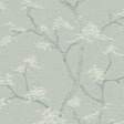 Temple Tree wallpaper in mineral color by Boråstapeter for Schumacher, featuring a Japanese bonsai tree motif in a modern Scandinavian interior.