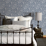 Parliament Navy Owl Wallpaper with Folky Owl and Leaf Motif - Chesapeake 3115-12412