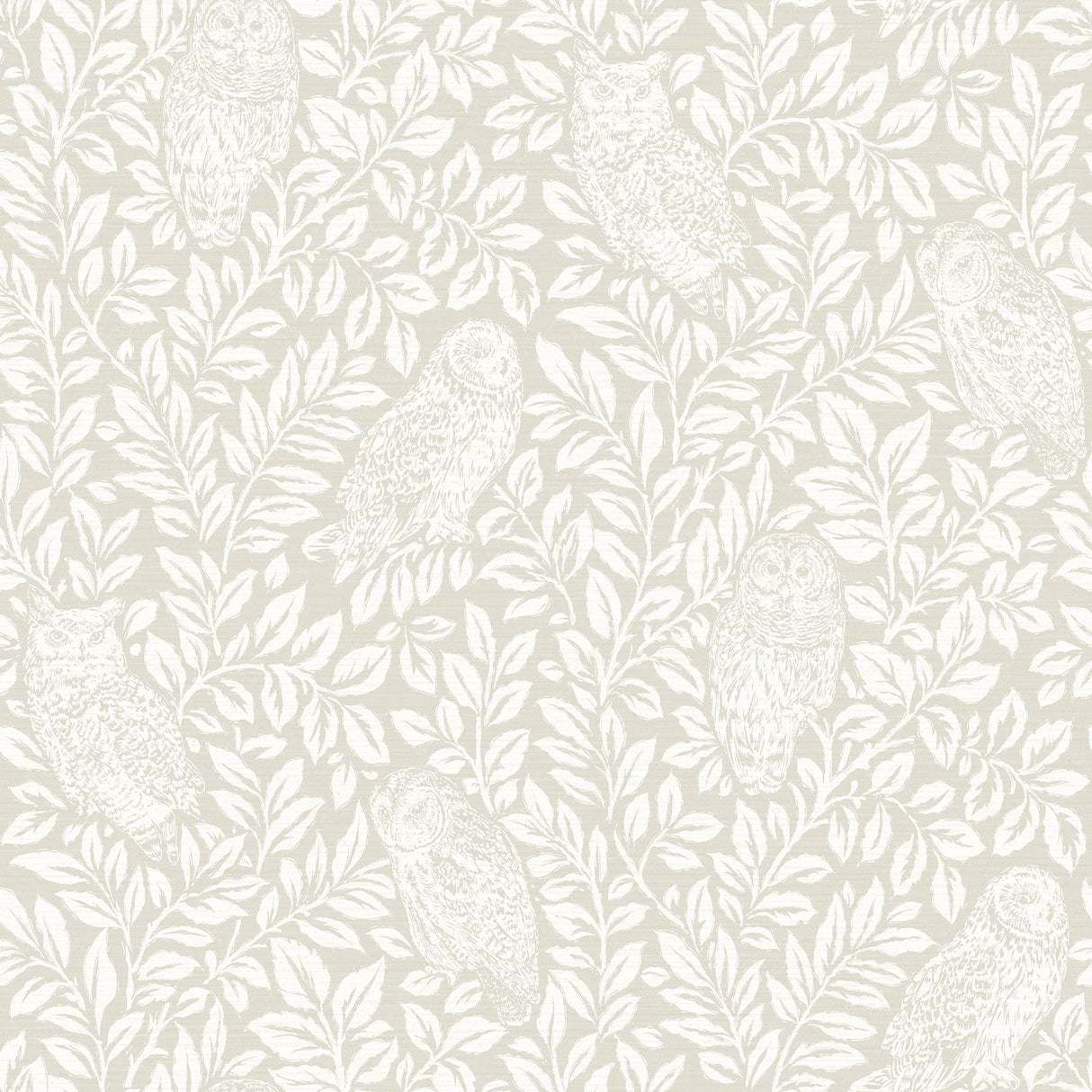 Parliament Cream Owl Wallpaper with Farmhouse Owl and Vine Motif - Chesapeake 3115-12413