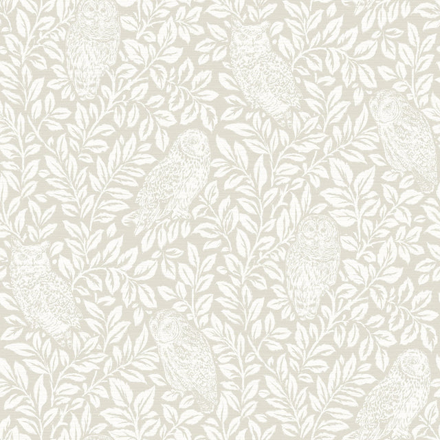 Parliament Cream Owl Wallpaper with Farmhouse Owl and Vine Motif - Chesapeake 3115-12413