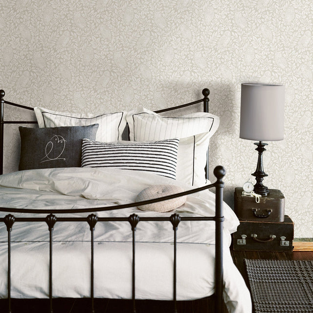 Parliament Cream Owl Wallpaper with Farmhouse Owl and Vine Motif - Chesapeake 3115-12413