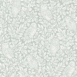 Parliament Teal Owl Wallpaper with Farmhouse Owl and Leaf Motif - Chesapeake 3115-12414