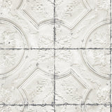 Susanna Off White Vintage Tin Tile Wallpaper with Farmhouse Tiles Motif - Chesapeake 3115-12431
