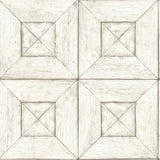 Avery Off White Wood Wallpaper with Distressed Geometric Wood Panel Motif - Chesapeake 3115-12451