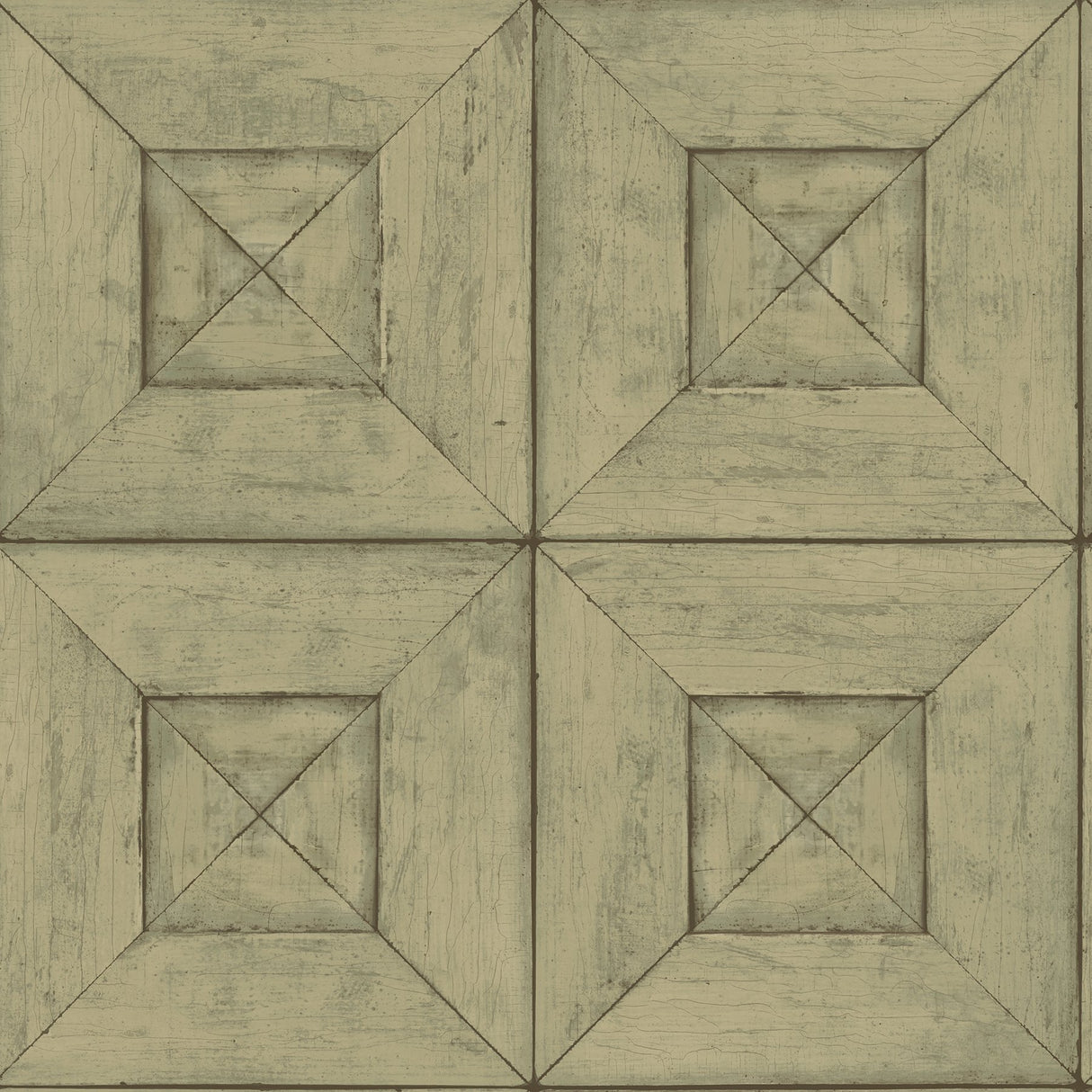 Avery Green Wood Wallpaper with Geometric Wood Panel Motif - Chesapeake 3115-12452