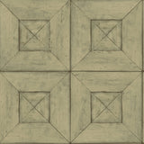 Avery Green Wood Wallpaper with Geometric Wood Panel Motif - Chesapeake 3115-12452