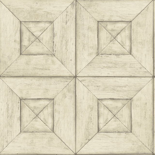 Avery Cream Wood Wallpaper with Geometric Wood Panel Motif - Chesapeake 3115-12454