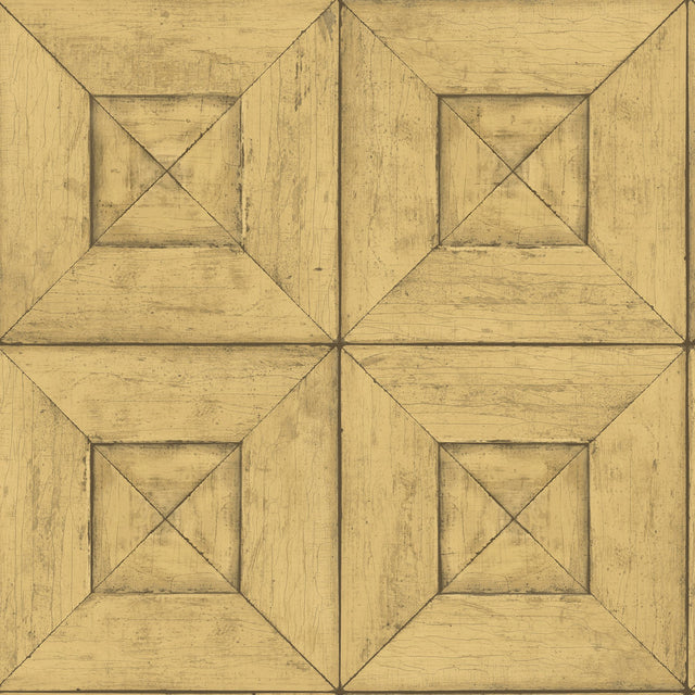 Avery Wheat Wood Wallpaper with Farmhouse Wood Panel Motif - Brewster 3115-12456